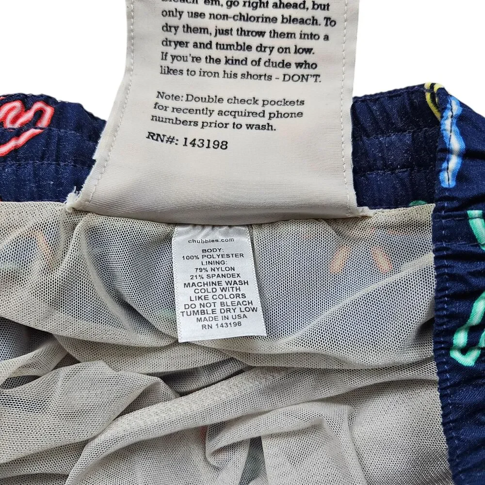 Chubbies Neon Light Classic Swim Trunks Shorts Mens XXL Lined